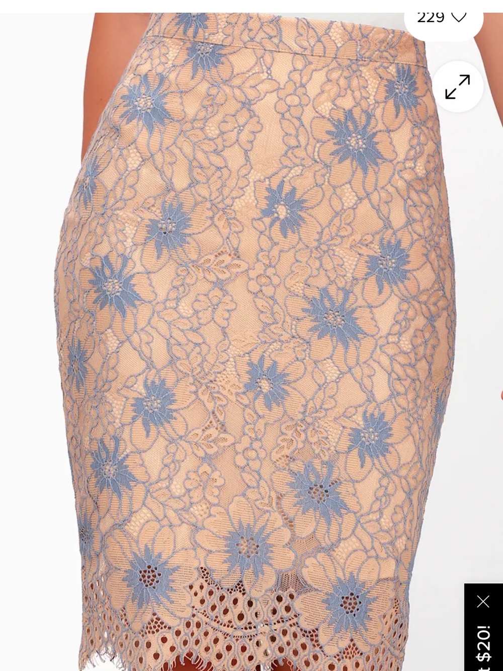 Lulus Commendable Class Blue and Nude Lace Pencil Skirt Size M
